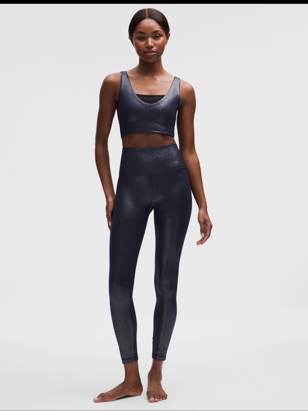 NWT Lululemon Align High Rise Pant 25” - Luxe Shine Foil Print True Navy - Sz 6
